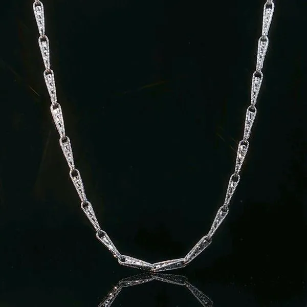 14K White Gold Sparkly Fancy Necklace, 18
