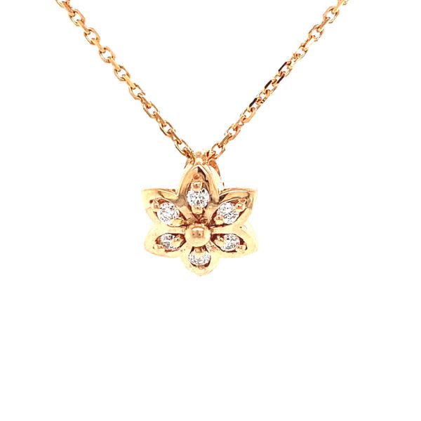 14K Rose Gold Diamond Flower Pendant Jaymark Jewelers Cold Spring, NY