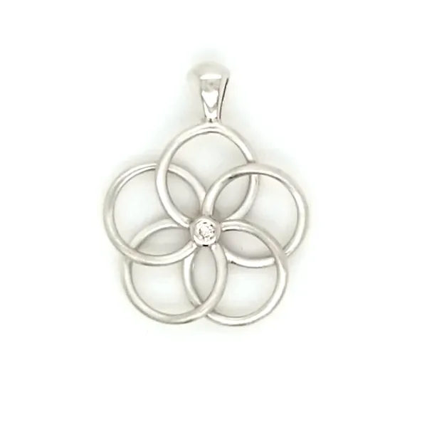 14k White Gold Open Flower Diamond Pendant Jaymark Jewelers Cold Spring, NY