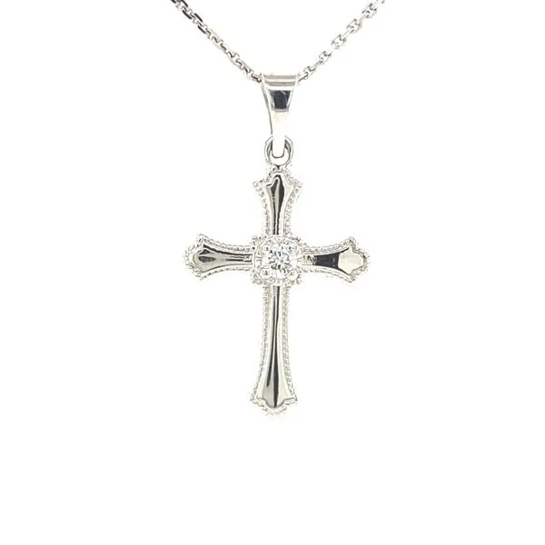 14K White Gold Diamond Cross Pendant Jaymark Jewelers Cold Spring, NY