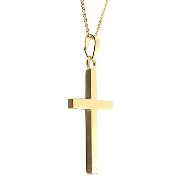 14K Yellow Gold Solid Cross Pendant Image 2 Jaymark Jewelers Cold Spring, NY