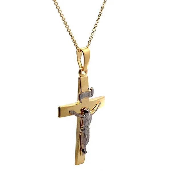 14K Two Tone Gold Crucifix Pendant Image 2 Jaymark Jewelers Cold Spring, NY
