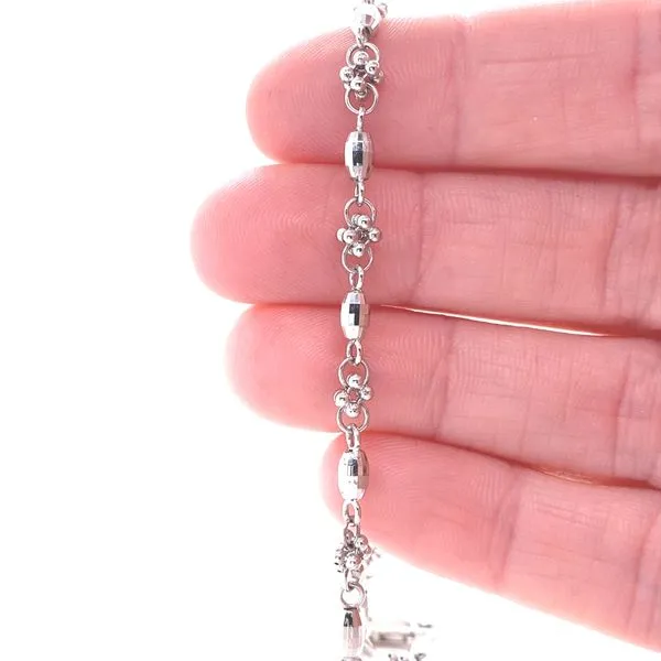 14K White Gold Beaded Bracelet Image 2 Jaymark Jewelers Cold Spring, NY