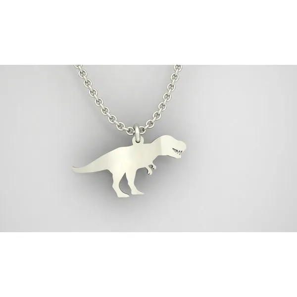 14K White Gold T-Rex Necklace Jaymark Jewelers Cold Spring, NY