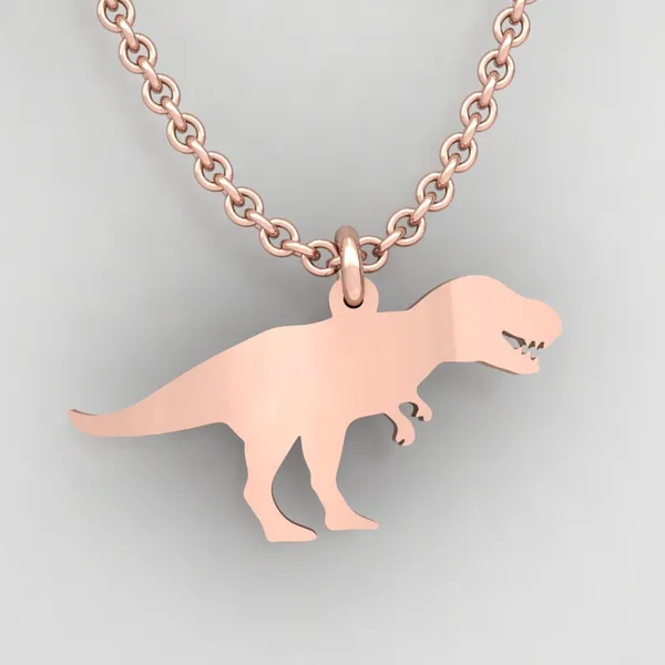 14K Rose Gold T-Rex Necklace Jaymark Jewelers Cold Spring, NY