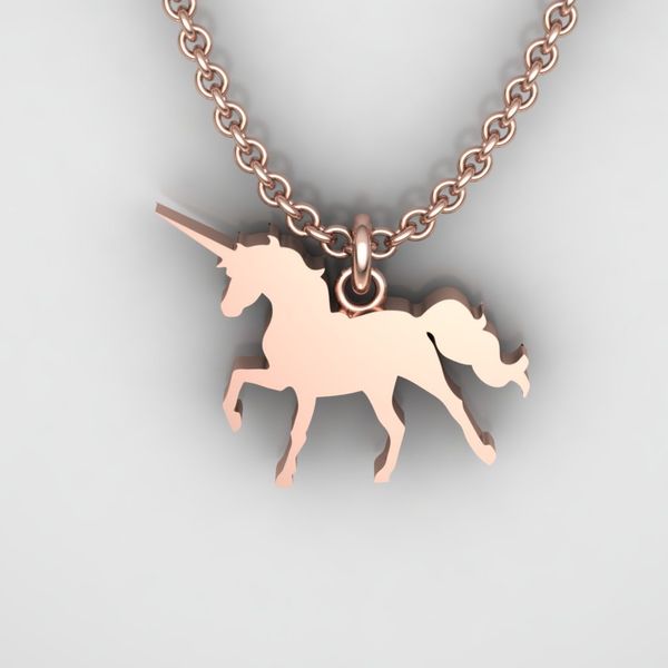 14K Rose Gold Unicorn Necklace Jaymark Jewelers Cold Spring, NY