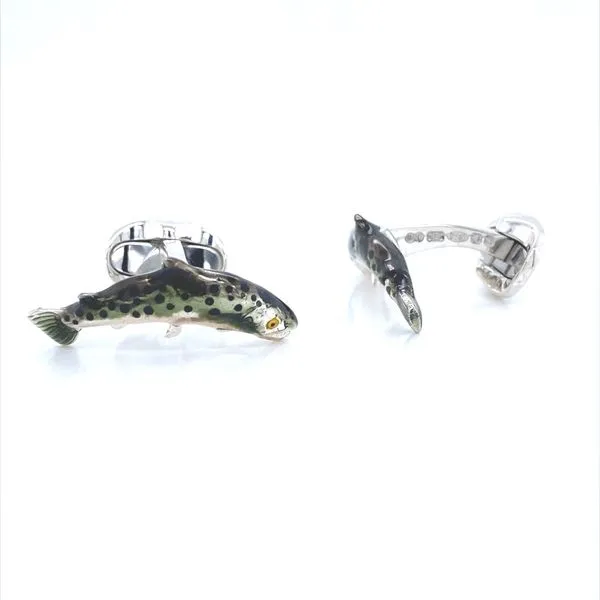 Sterling Silver Trout Cufflinks Image 2 Jaymark Jewelers Cold Spring, NY