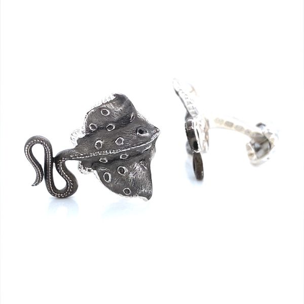 Sterling Silver Oxidised Black Stingray Cufflinks Image 2 Jaymark Jewelers Cold Spring, NY