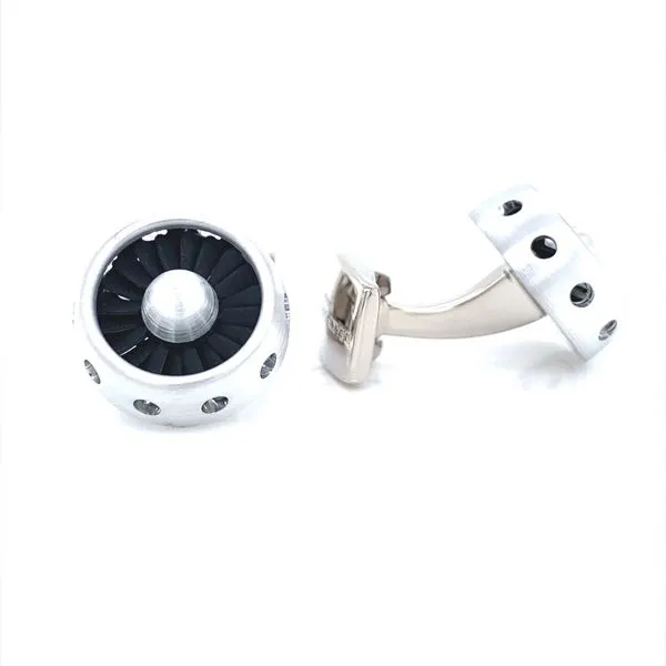 Brushed Aluminium Jet Turbine Engine Cufflinks Image 2 Jaymark Jewelers Cold Spring, NY