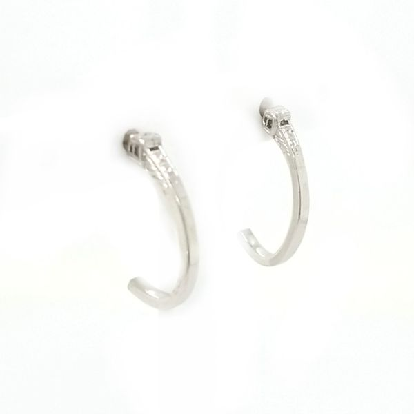 Platinum Upcycled J Hoop Earrings Image 2 Jaymark Jewelers Cold Spring, NY