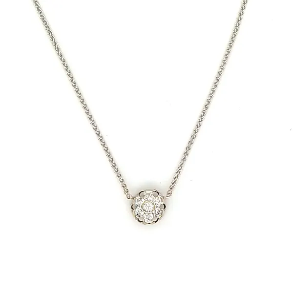 14K White Gold Diamond Cluster Necklace Jaymark Jewelers Cold Spring, NY