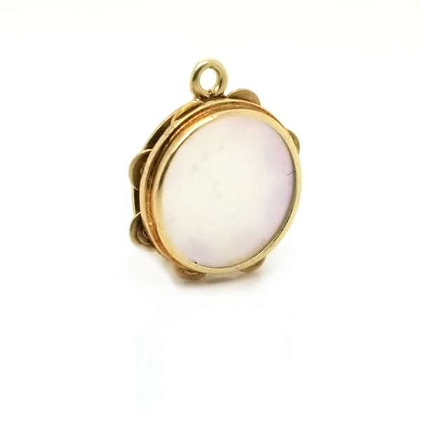 14K Yellow Gold and Mother-of-Pearl Tambourine Charm/Pendant Image 2 Jaymark Jewelers Cold Spring, NY