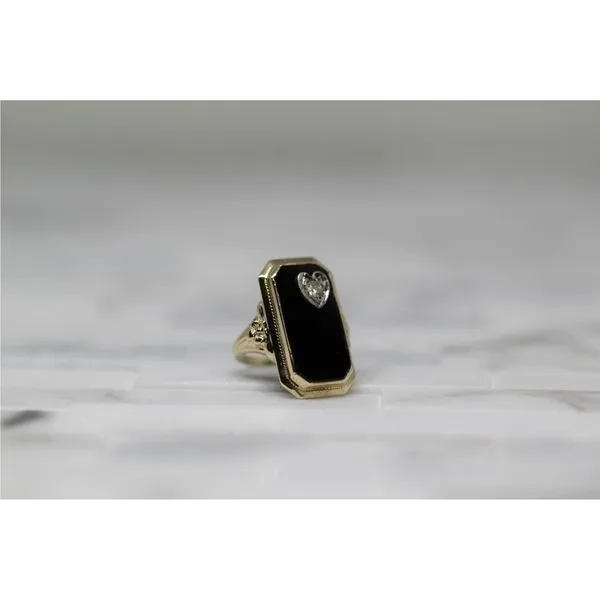 14K Yellow Gold Black Onyx and Diamond Estate Ring Jaymark Jewelers Cold Spring, NY