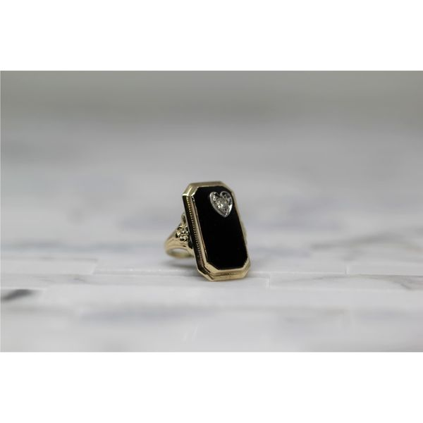 14K Yellow Gold Black Onyx and Diamond Estate Ring Jaymark Jewelers Cold Spring, NY