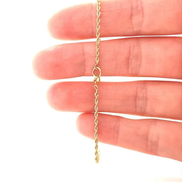 14K Yellow Gold Rope Chain Anklet, 9.75
