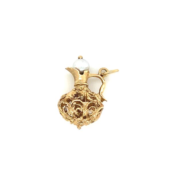 14K Yellow Gold and Pearl Genie Bottle Charm/Pendant Jaymark Jewelers Cold Spring, NY