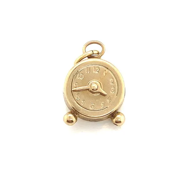 14K Yellow Gold Clock Charm/Pendant Jaymark Jewelers Cold Spring, NY