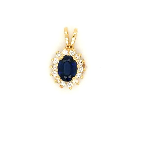 Gold Sapphire and Diamond Pendant Jaymark Jewelers Cold Spring, NY
