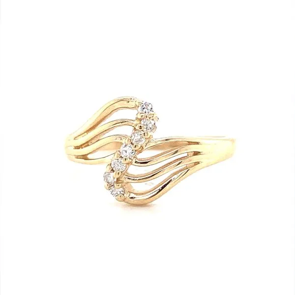 14K Yellow Gold Diamond Wave Ring Jaymark Jewelers Cold Spring, NY