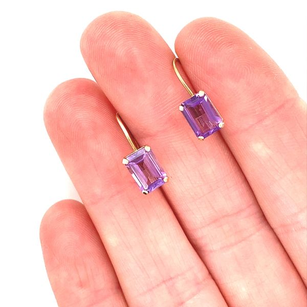14K Yellow Gold Emerald-Cut Amethyst Earrings Image 2 Jaymark Jewelers Cold Spring, NY
