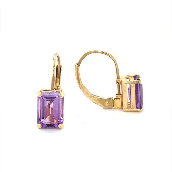 14K Yellow Gold Emerald-Cut Amethyst Earrings Image 3 Jaymark Jewelers Cold Spring, NY