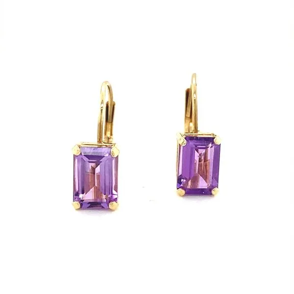 14K Yellow Gold Emerald-Cut Amethyst Earrings Jaymark Jewelers Cold Spring, NY