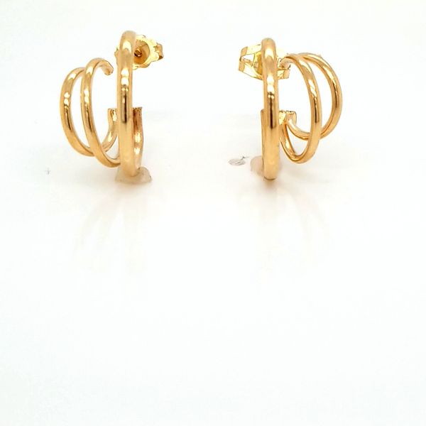 Gold Triple-Hoop Hollow Earrings Jaymark Jewelers Cold Spring, NY