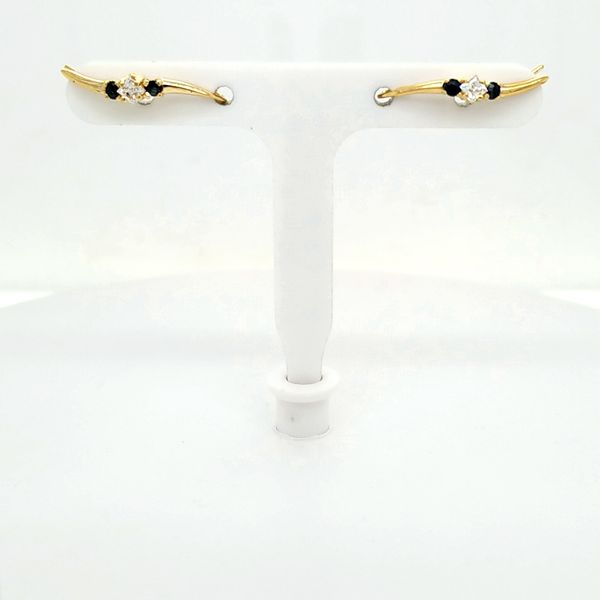 14K Yellow Gold, Sapphire, and Cubic Zirconia Ear Trims Jaymark Jewelers Cold Spring, NY