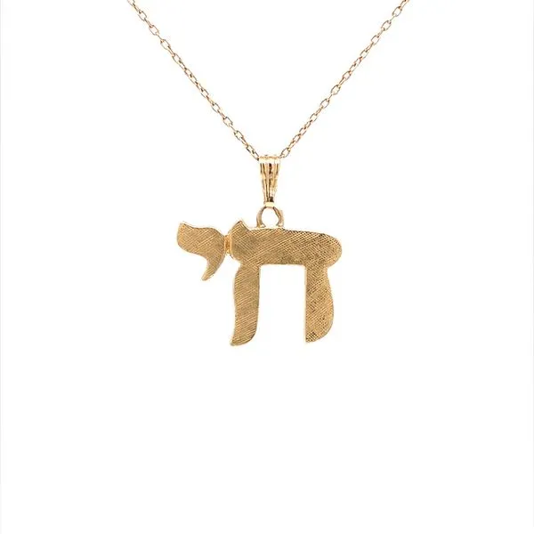 14K Yellow Gold Florentine Chai Pendant Jaymark Jewelers Cold Spring, NY