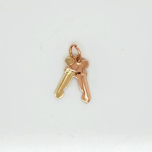 14K Two Tone Gold Double Key Charm/Pendant Jaymark Jewelers Cold Spring, NY