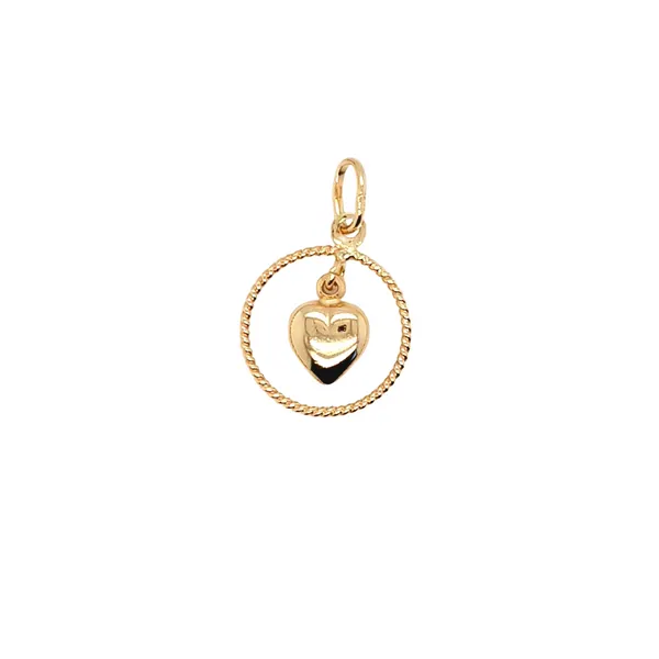 14K Yellow Gold Circle Heart Dangle Pendant Jaymark Jewelers Cold Spring, NY
