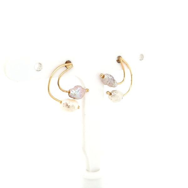 14K Yellow Gold Fresh Water Pearl Swirl Earrings Jaymark Jewelers Cold Spring, NY