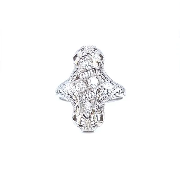 18K White Gold Art Deco Diamond Ring Jaymark Jewelers Cold Spring, NY