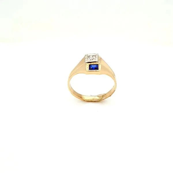 14ky/g diamond and blue stone ring with .10cttw Image 2 Jaymark Jewelers Cold Spring, NY