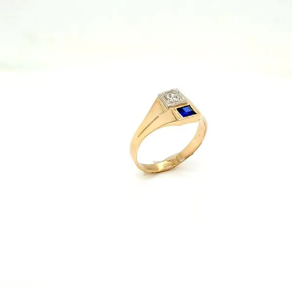 14ky/g diamond and blue stone ring with .10cttw Jaymark Jewelers Cold Spring, NY