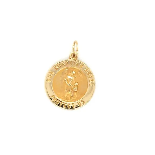 14K Yellow Gold Round Guardian Angel Medal Jaymark Jewelers Cold Spring, NY