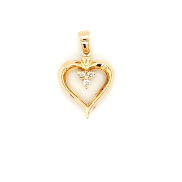 14K Yellow Gold Open Heart Diamond Pendant Jaymark Jewelers Cold Spring, NY