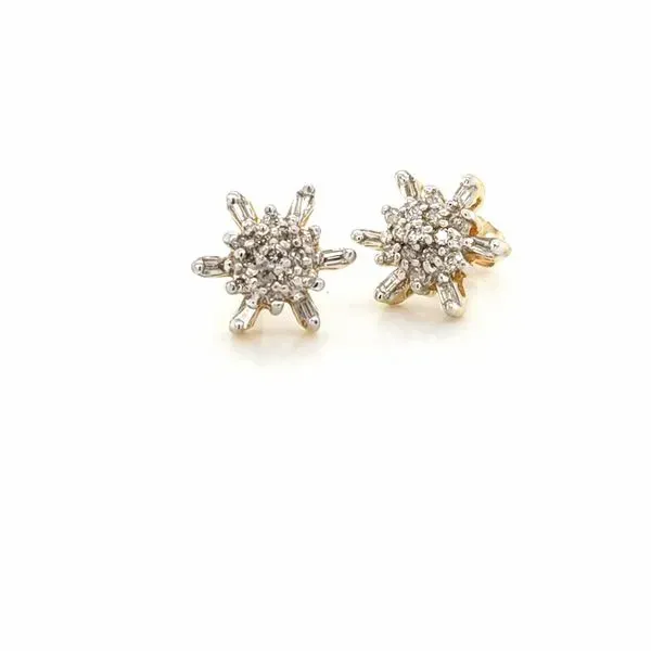 14k yellow gold diamond snowflake stud earrings Jaymark Jewelers Cold Spring, NY