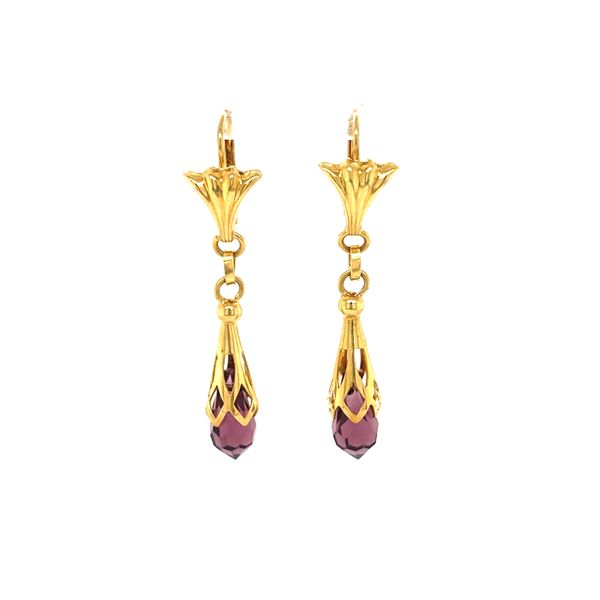 18K Yellow Gold Briolette Amethyst Earrings Jaymark Jewelers Cold Spring, NY