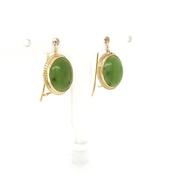 14K Yellow Gold Bezel Set Jade Earrings Jaymark Jewelers Cold Spring, NY