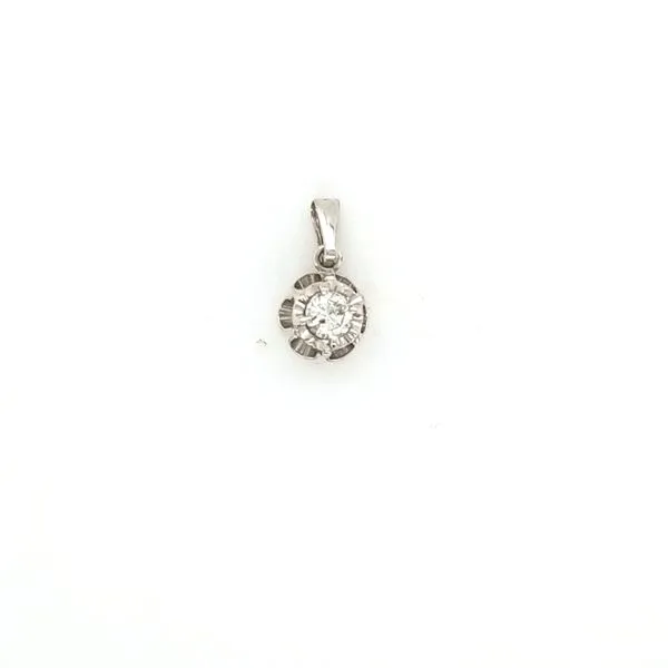 14K White Gold Diamond Solitaire Pendant Jaymark Jewelers Cold Spring, NY