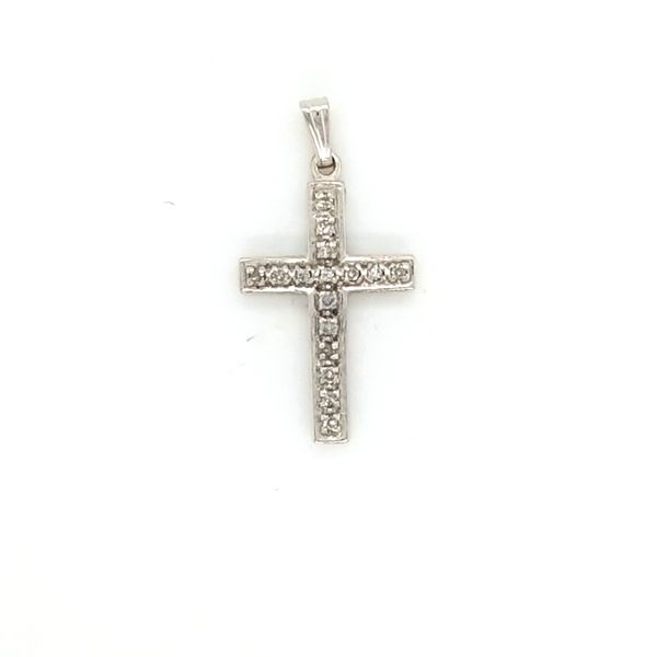 14K White Gold Diamond Cross Pendant Jaymark Jewelers Cold Spring, NY