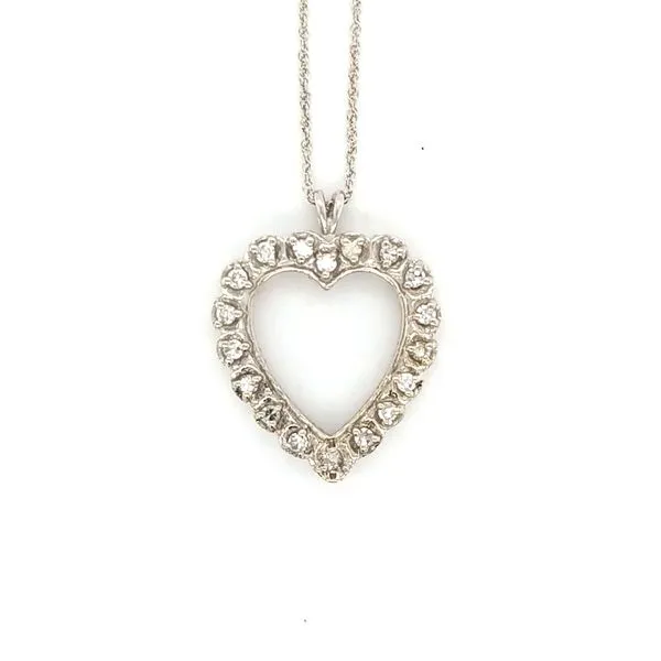 14K White Gold Diamond Heart Pendant Jaymark Jewelers Cold Spring, NY