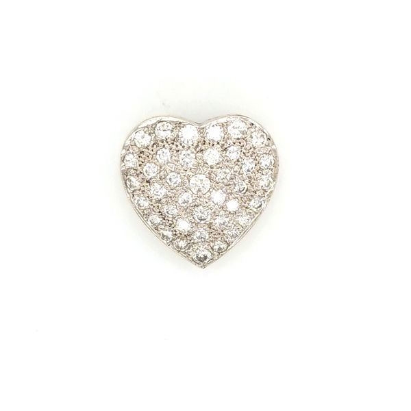 14K White Gold Large Diamond Pave Set Heart Pendant Jaymark Jewelers Cold Spring, NY