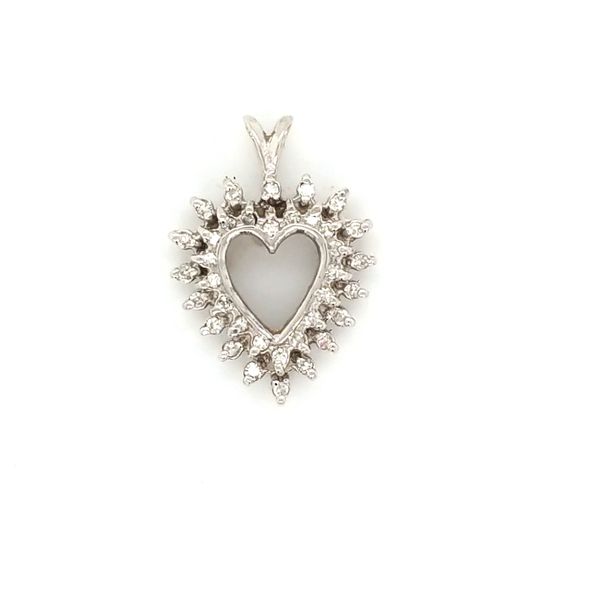 14k white gold diamond open heart pendant Jaymark Jewelers Cold Spring, NY