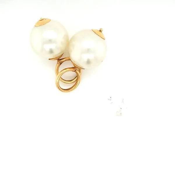 14K Yellow Gold Pearl Hoop Dangles Jaymark Jewelers Cold Spring, NY