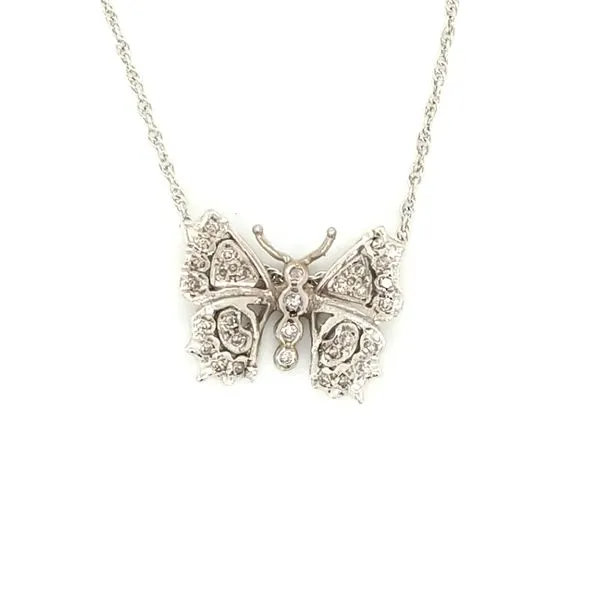 14K White Gold Diamond Butterfly Necklace Jaymark Jewelers Cold Spring, NY