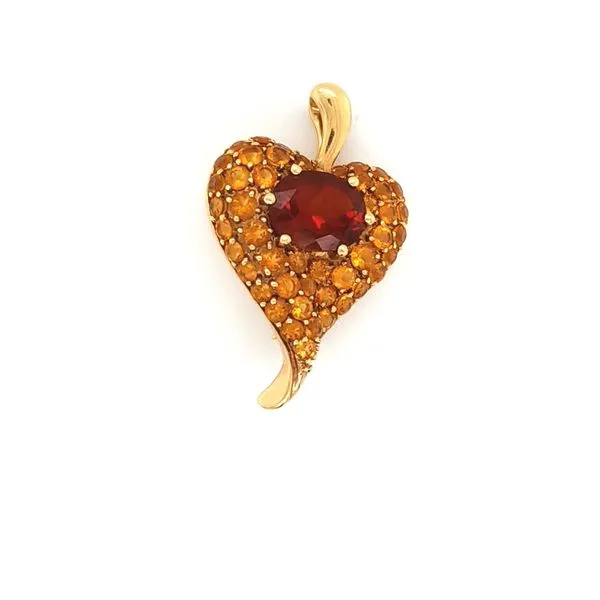 14K Yellow Gold Citrine and Garnet Pin/Pendant Jaymark Jewelers Cold Spring, NY