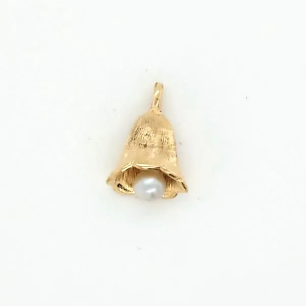 14K Yellow Gold Pearl Bell Charm/Pendant Jaymark Jewelers Cold Spring, NY