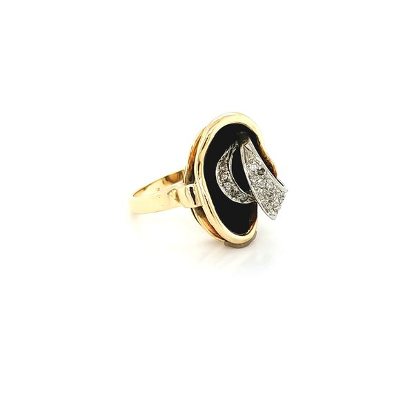 14K Two-Tone Free Form Onyx and Diamond Ring Image 2 Jaymark Jewelers Cold Spring, NY
